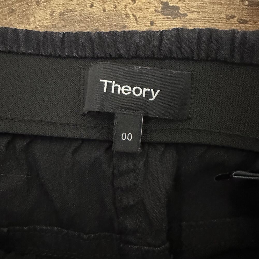 Theory Womens Northsound Pull Linen Blend On Pants Size 00 Black Beach Travel - Picture 3 of 4